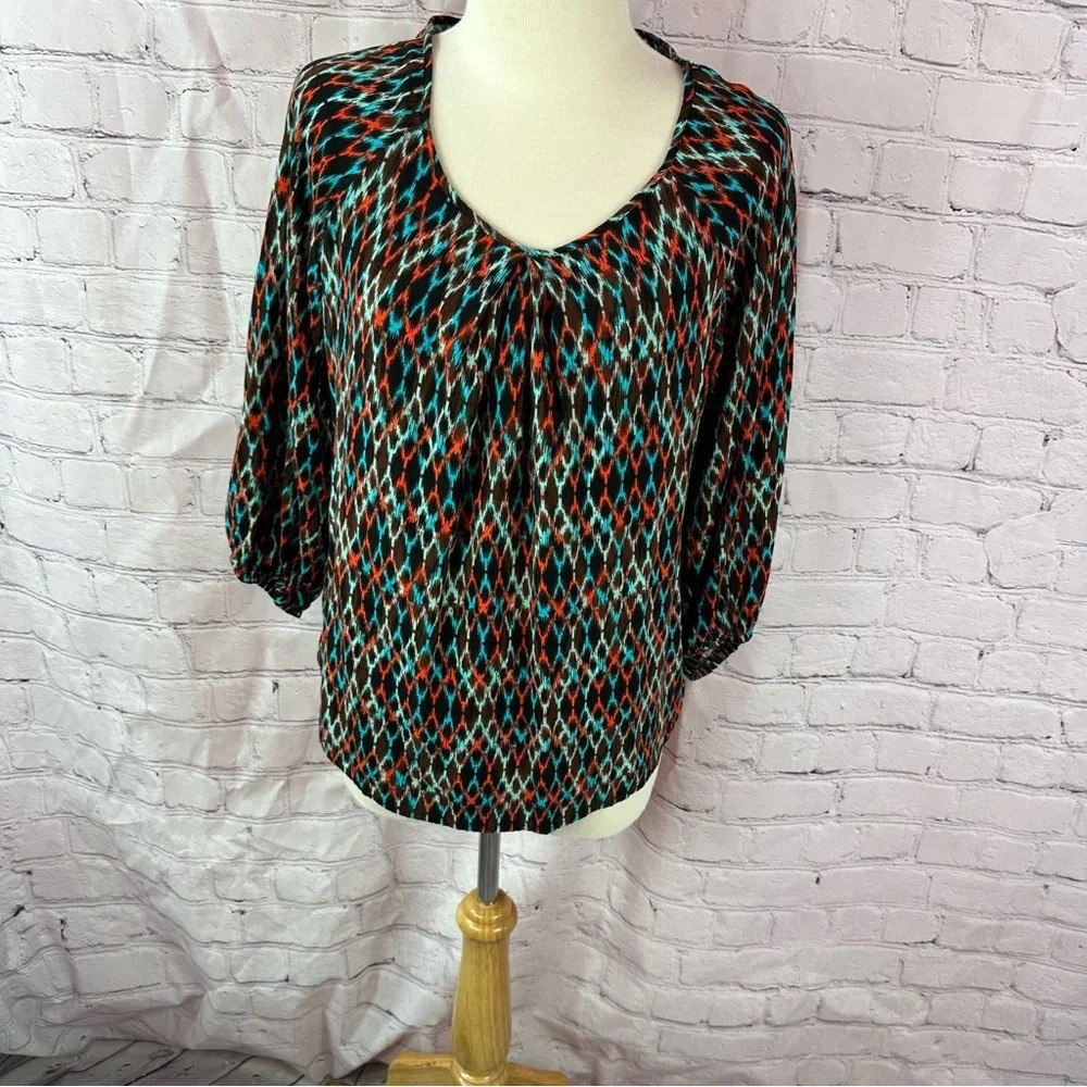 ariat western boho peasant blouse women M southwestern coastal cowgirl festival